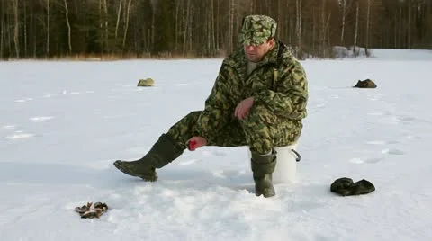 Ice Fishing Stock Footage 10868500