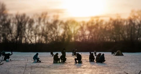 Ice Fishing Stock Footage 72951729