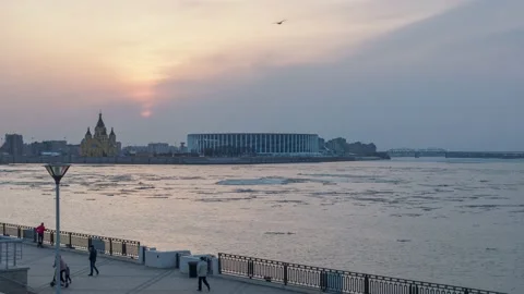 Ice floating on the big river. Stock Footage 152260058