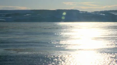 Ice Floating Down A Frozen River. Scottish Countryside. Stock Footage 10607049