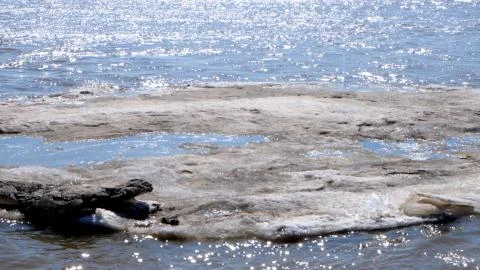 Ice floating in the Ob river in spring Stock Photos