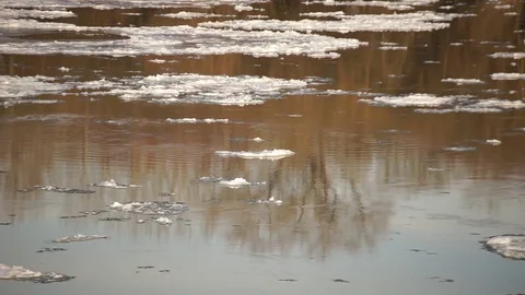Ice floating on river Stock Footage 71497655