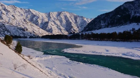 Ice floating on the river Stock Footage 71681265
