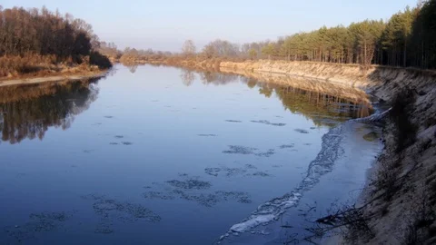 Ice floating in the river Stock Footage 77676865