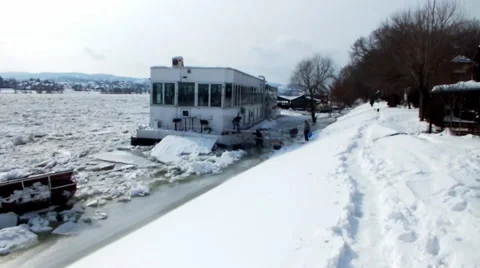 Ice Floating On River. Natural Disaster. Stock Footage 47080640