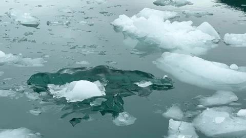 Ice floating on water in a natural setting during daytime Video stock 344742013