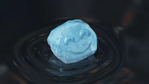 Ice floats and melts in a spring puddle. 3d render, 3d illustration. 스톡 일러스트