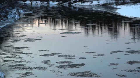 Ice floats, moves along the river, ice drift, winter landscape, Stock Footage 170882140