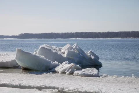 The ice floats on the river Stock Photos