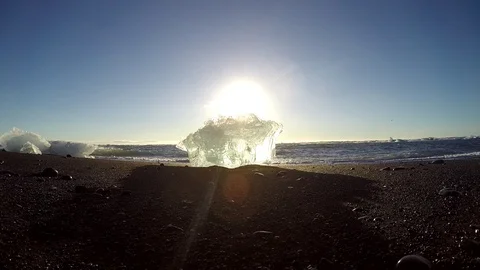 Ice floats on the water under the bridge in Eyrarbakki Iceland Stock Footage 118279032