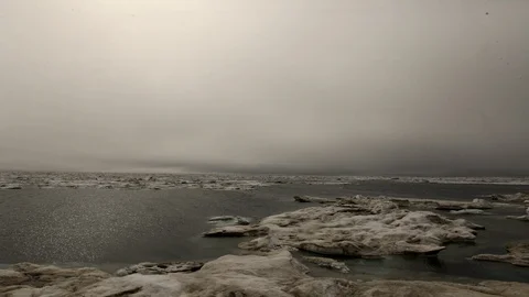 Ice floe drifting on the Arctic Ocean - Time lapse Video stock 104959919