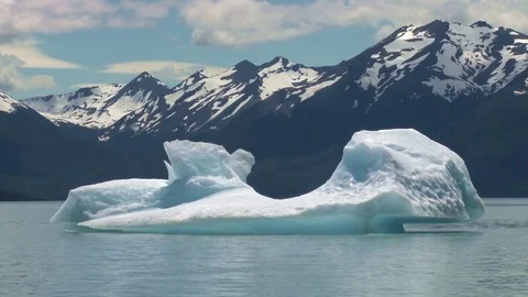Ice floe floating in Argentino lake Stock Footage