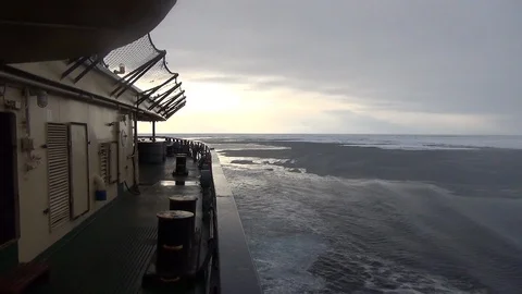 Ice floe seen from the deck of a ship on the Arctic Ocean Video stock 104875181