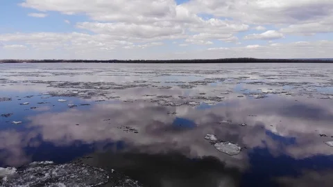 The ice floes float on the water Stock Footage 89399652