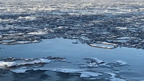 Ice floes in the lake Stock Footage 132894569