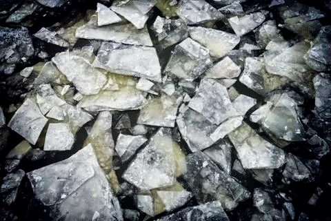 Ice floes on the river Stock Photos