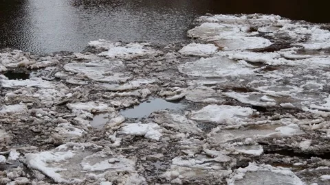 Ice floes in a river in winter 4k 25fps video Stock Footage 328426818