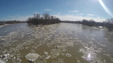 Ice Flowing down River Toward Camera Stock Footage 48906256