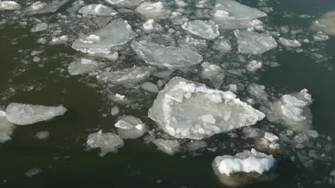 Ice flowing Slowly on River Stock Footage 77065203