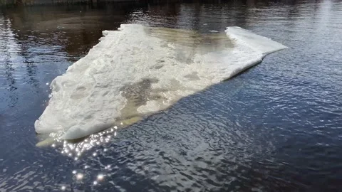 Ice flows down the river Stock Footage 152076031