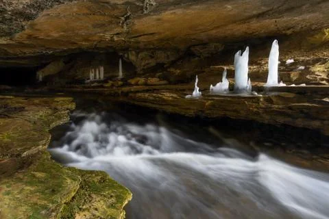 Ice Formations in Cavern Stock Photos