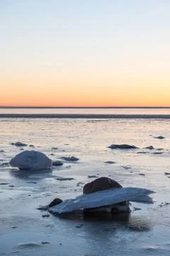 Ice formations by the coastline Stock Photos