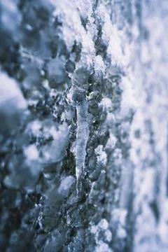 Ice formations on a cold winter surface Stock Photos