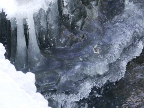 Ice Formations over Flowing Water 库存影片 73550042