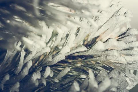Ice Forms on Metal Surface During Winter Season in a Cold Location 写真素材