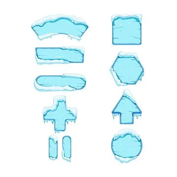 Ice game button set cartoon vector illustration Stock Illustration