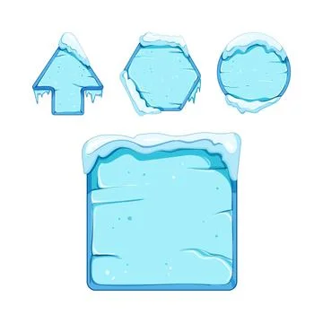 Ice game buttons and frames for user interface design Stock Illustration