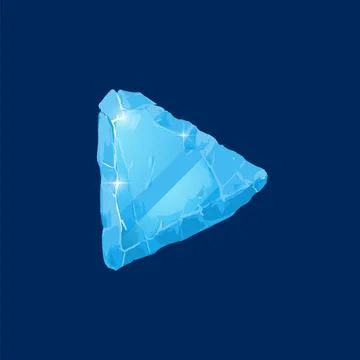 Ice game user interface button. Blue crystal shining iced texture play sign 스톡 일러스트