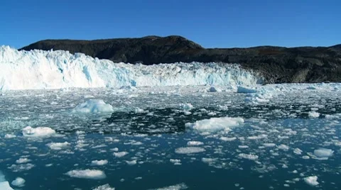 Ice Glacier on a Sea of Frozen Ice Stock Footage