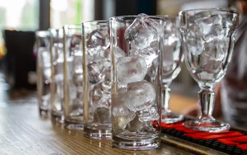 Ice in glasses Stock Photos