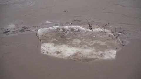 Ice goes down the river during a flood on the Belaya River in Ufa. Stock Footage 277678758