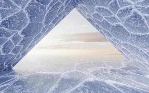 Ice ground with crack pattern, 3d rendering. Stock Illustration
