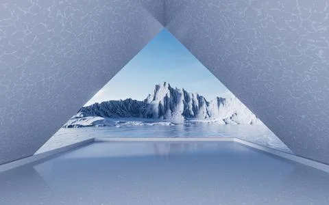 Ice ground with crack pattern, 3d rendering. Stock Illustration