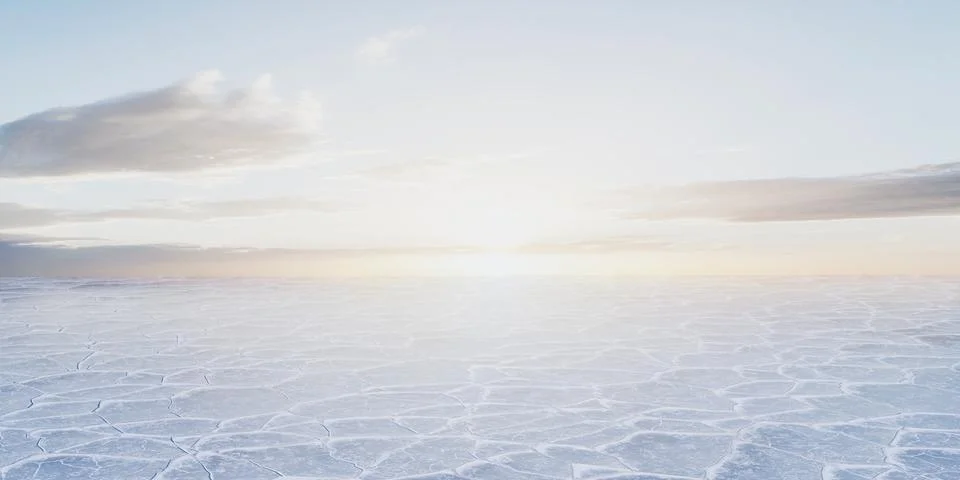 Ice ground with crack pattern, 3d rendering. Stock Illustration