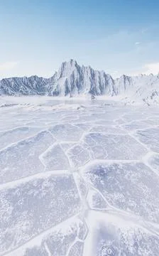 Ice ground with crack pattern, 3d rendering. Stock Illustration