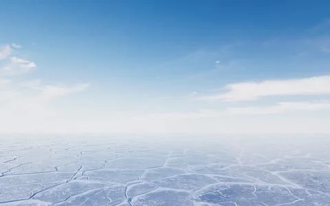 Ice ground with crack pattern, 3d rendering. Stock Illustration