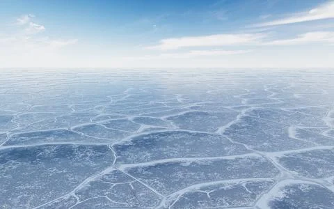 Ice ground with crack pattern, 3d rendering. Stock Illustration