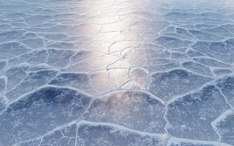 Ice ground with crack pattern, 3d rendering. Stock Illustration