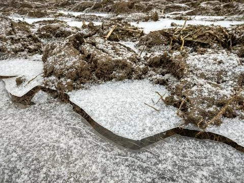 Ice on the ground in winter Photos