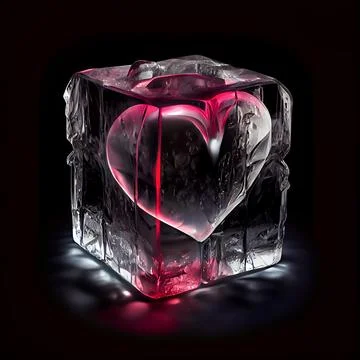 Ice heart isolated on black background. 스톡 일러스트