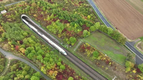 ICE high speed train - aerial view 库存影片 214439152