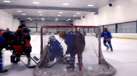 Ice Hockey - Male Team - 03 - Rink Game Stock Footage