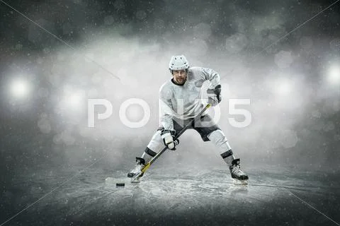 Ice Hockey Player On The Ice, Outdoors