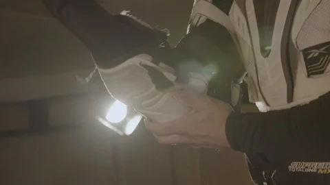 Ice Hockey Player Padding Up Arms Slow Motion Video stock 95283503