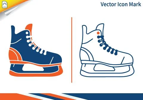 Ice hockey skate pair in solid and outline vector designs. 스톡 일러스트