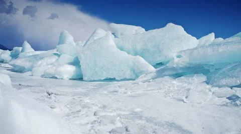 Ice hummocks in Baikal Lake Stock Footage 10909768